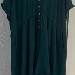 Green Relaxed Buttoned Romper